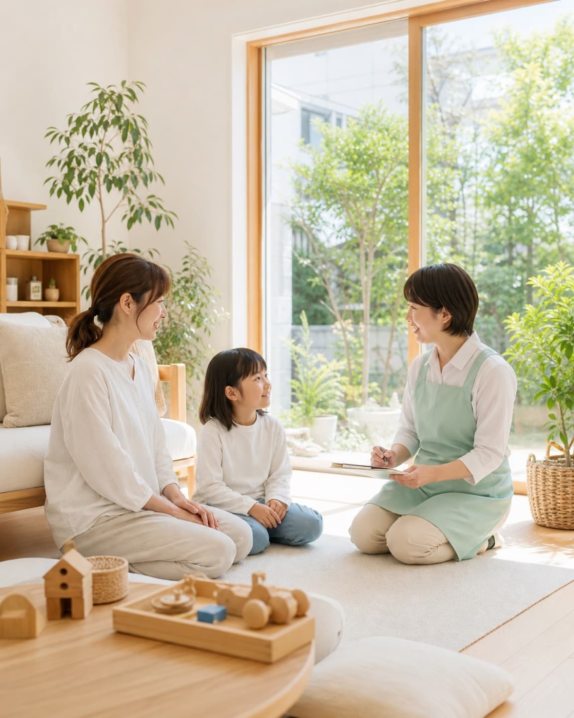自宅でお子さまとご家族にやさしく寄り添う訪問看護の様子